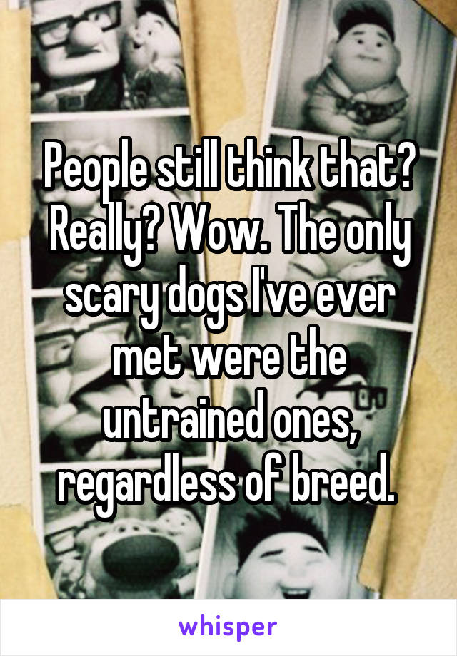 People still think that? Really? Wow. The only scary dogs I've ever met were the untrained ones, regardless of breed. 