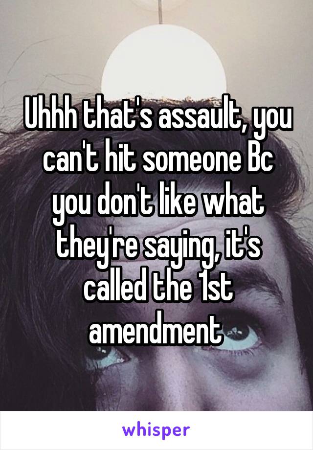 Uhhh that's assault, you can't hit someone Bc you don't like what they're saying, it's called the 1st amendment 