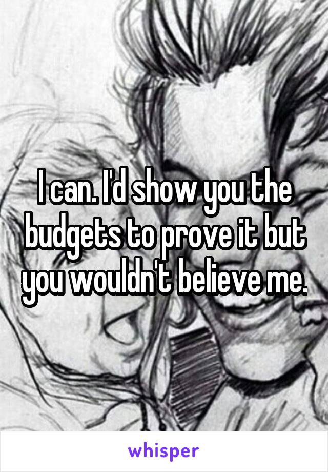 I can. I'd show you the budgets to prove it but you wouldn't believe me.