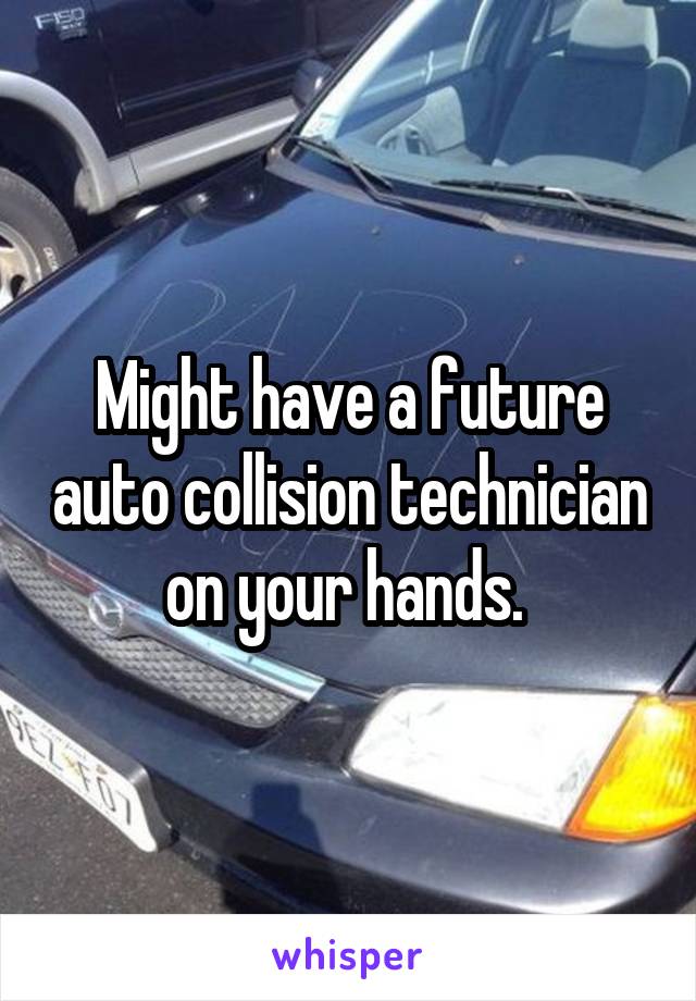 Might have a future auto collision technician on your hands. 