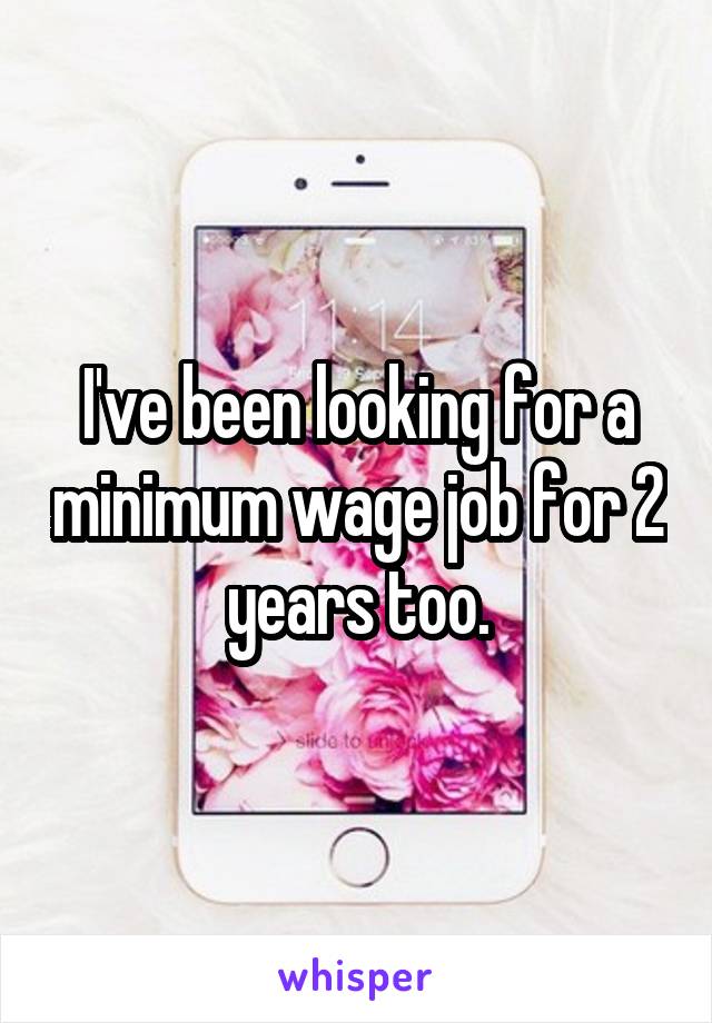 I've been looking for a minimum wage job for 2 years too.