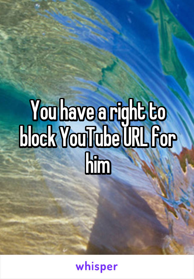 You have a right to block YouTube URL for him
