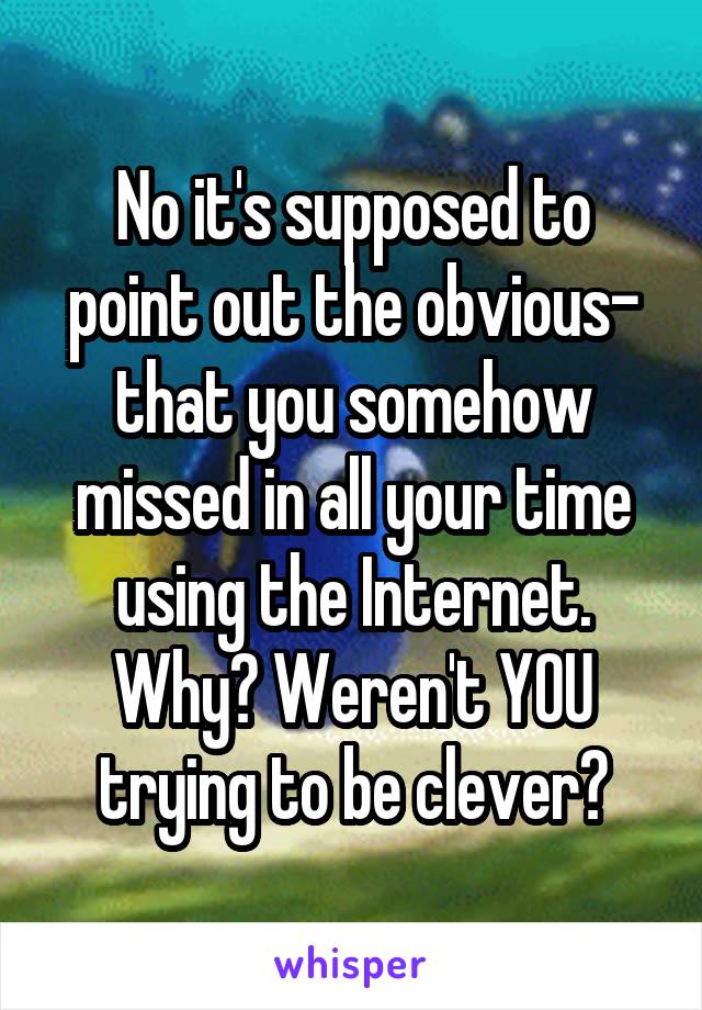 No it's supposed to point out the obvious- that you somehow missed in all your time using the Internet. Why? Weren't YOU trying to be clever?