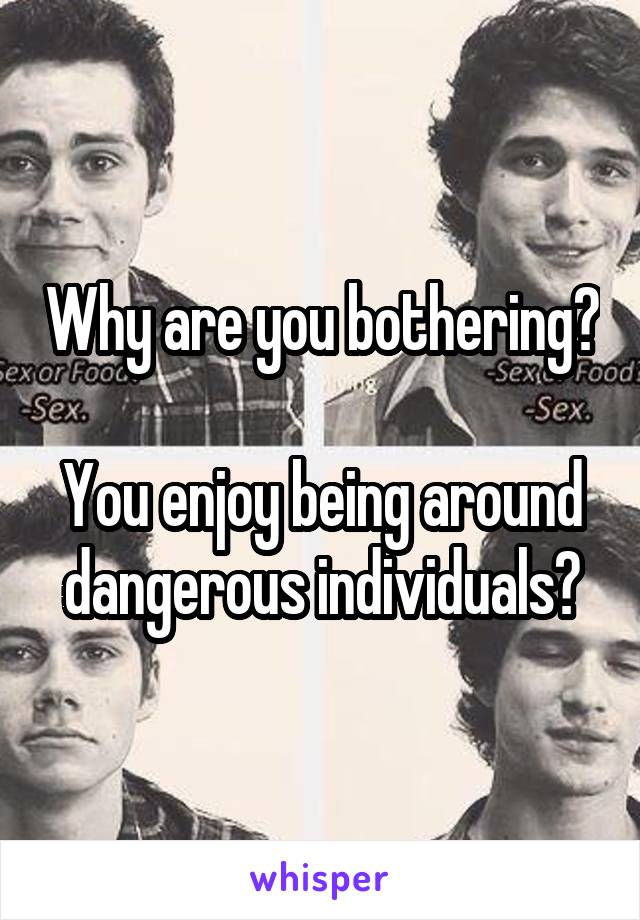 Why are you bothering?

You enjoy being around dangerous individuals?