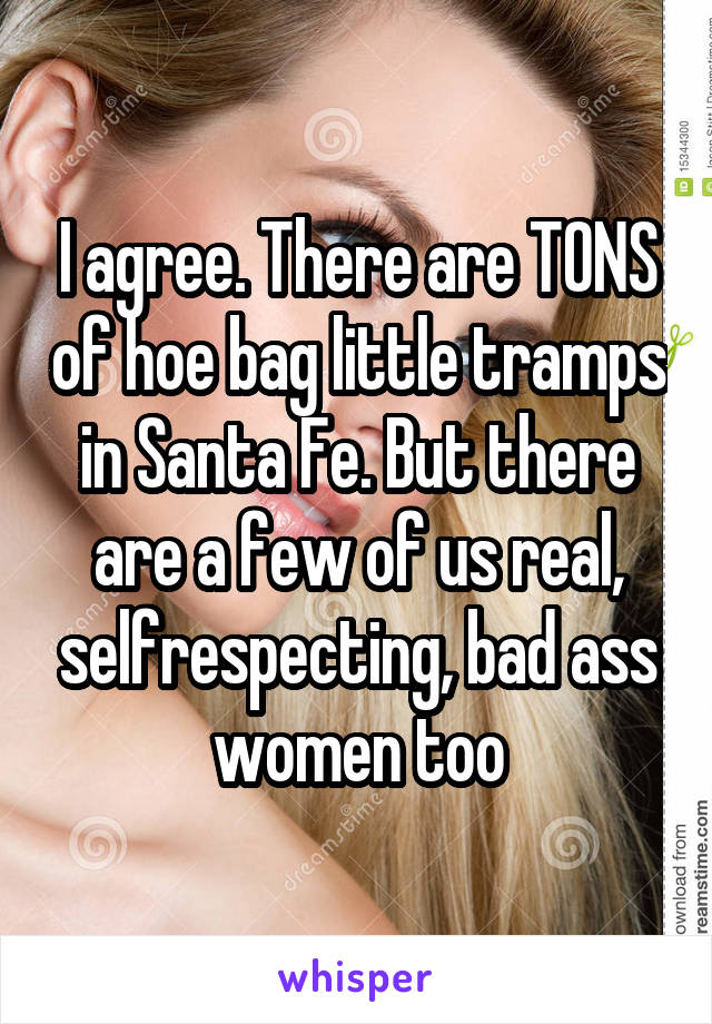 I agree. There are TONS of hoe bag little tramps in Santa Fe. But there are a few of us real, selfrespecting, bad ass women too