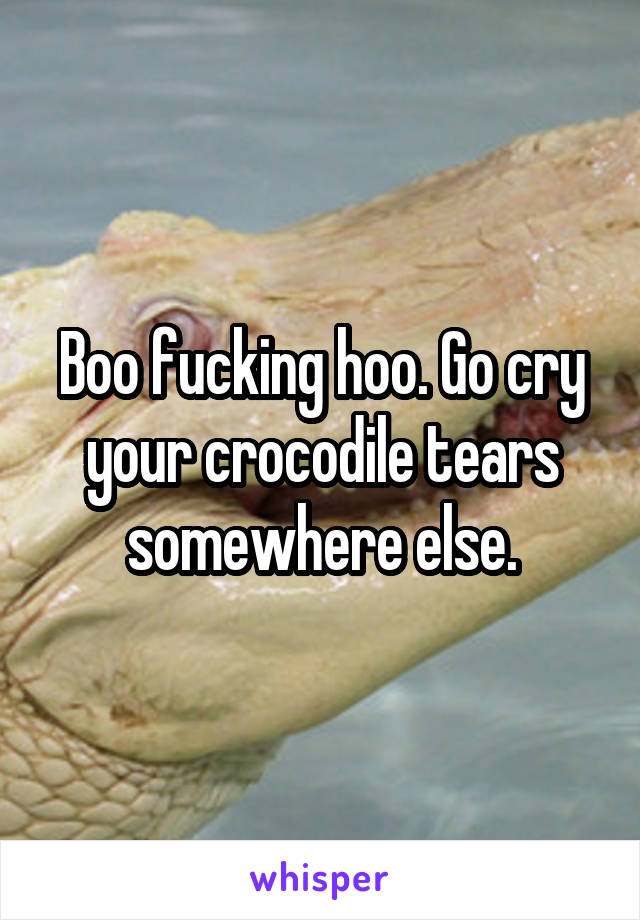 Boo fucking hoo. Go cry your crocodile tears somewhere else.