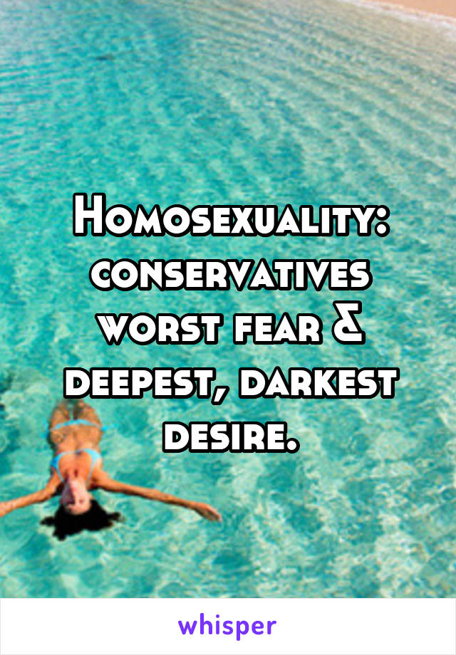 Homosexuality: conservatives worst fear & deepest, darkest desire.