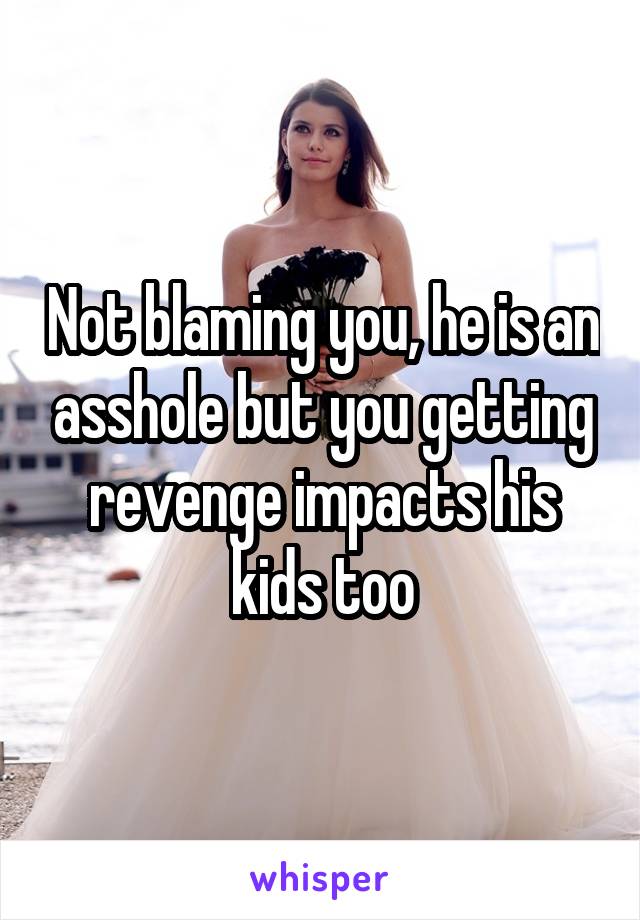 Not blaming you, he is an asshole but you getting revenge impacts his kids too