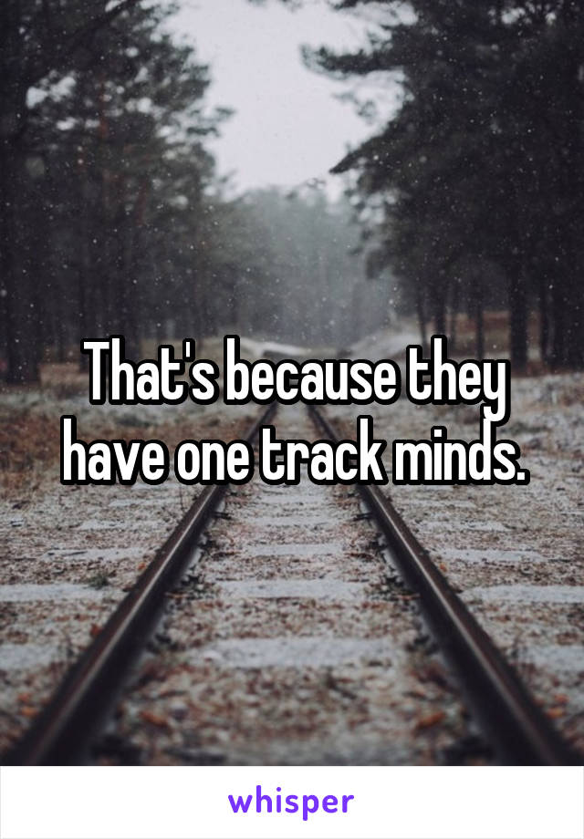That's because they have one track minds.