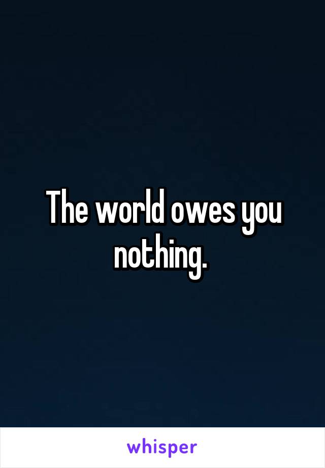 The world owes you nothing. 