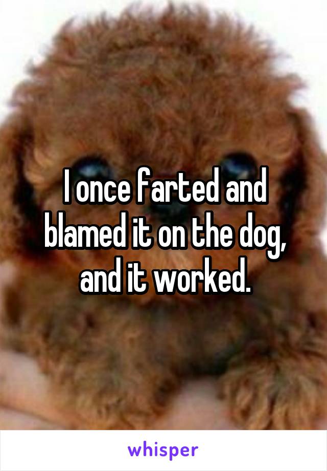 I once farted and blamed it on the dog, and it worked.