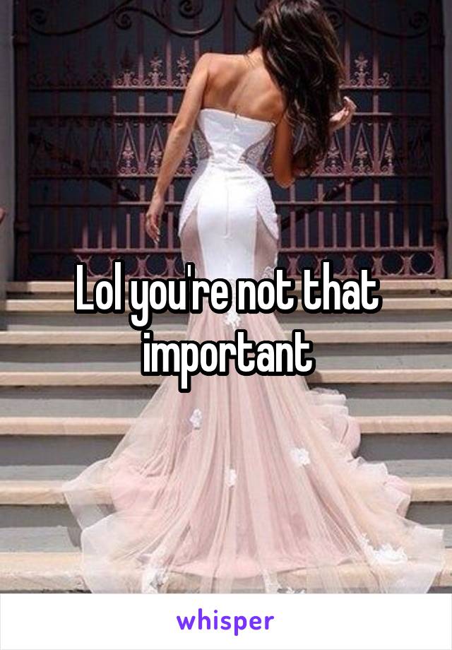 Lol you're not that important