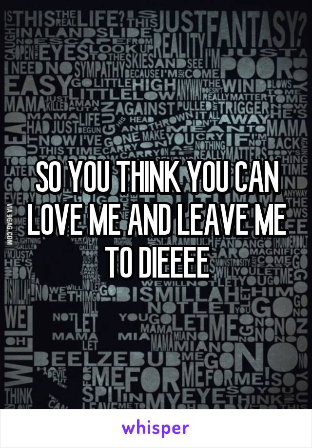 SO YOU THINK YOU CAN LOVE ME AND LEAVE ME TO DIEEEE