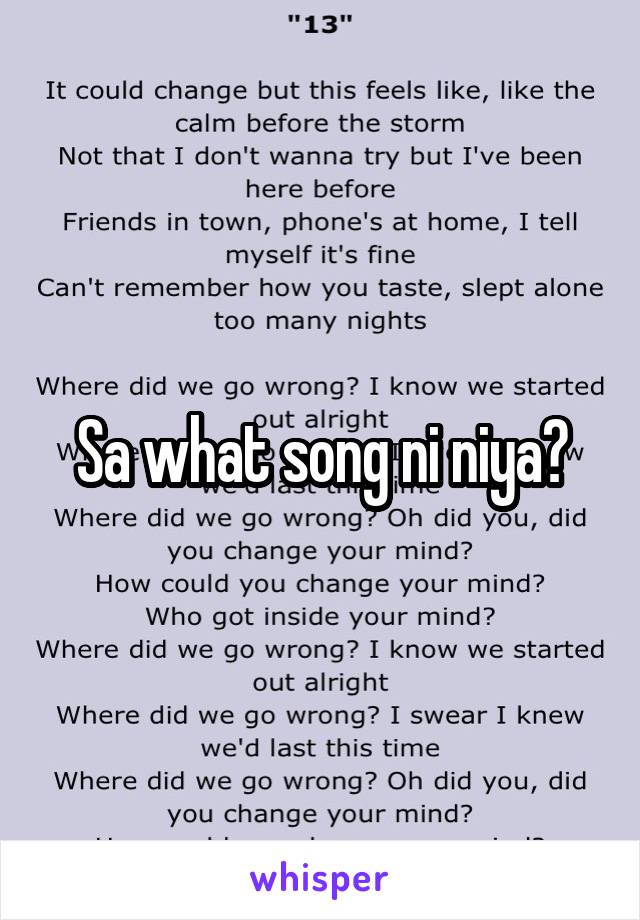 Sa what song ni niya?