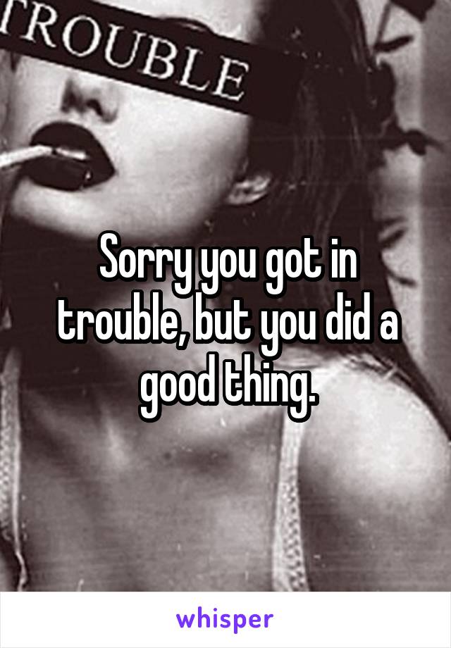 Sorry you got in trouble, but you did a good thing.