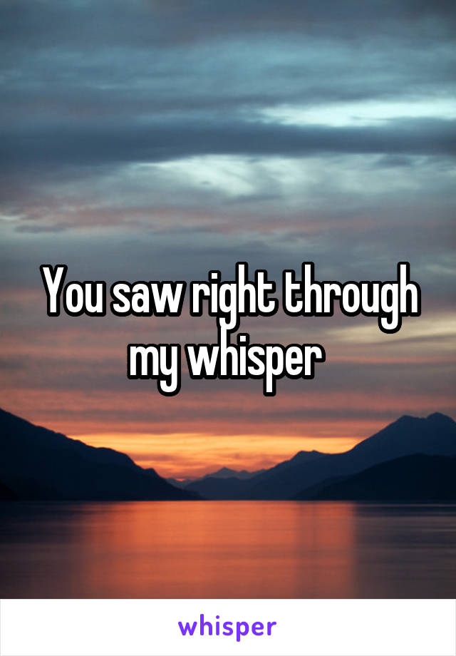 You saw right through my whisper 