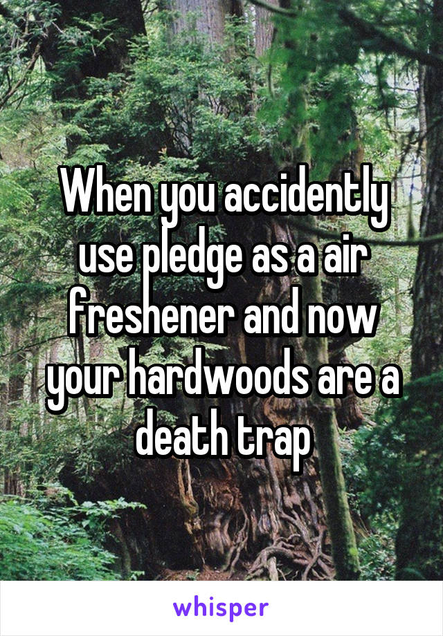 When you accidently use pledge as a air freshener and now your hardwoods are a death trap