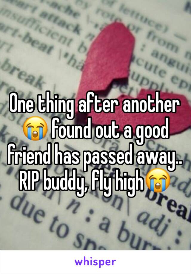 One thing after another 😭 found out a good friend has passed away.. 
RIP buddy, fly high😭