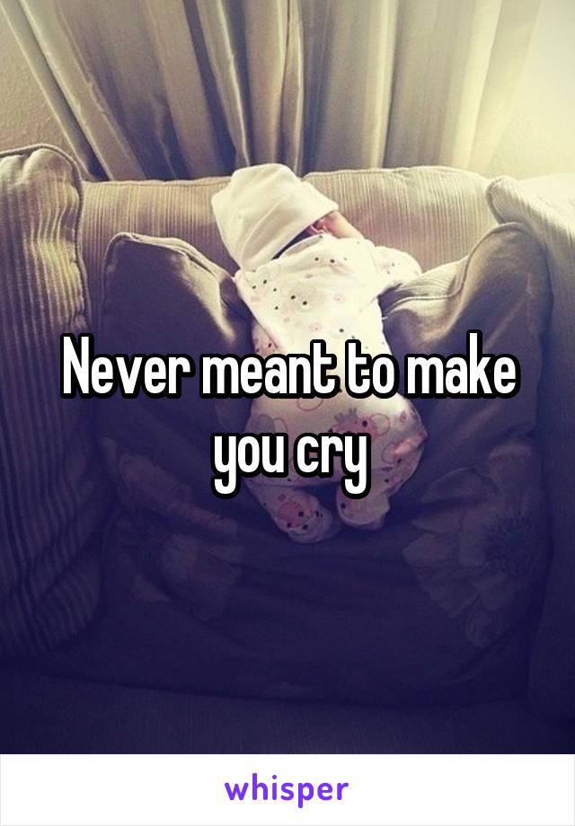 Never meant to make you cry