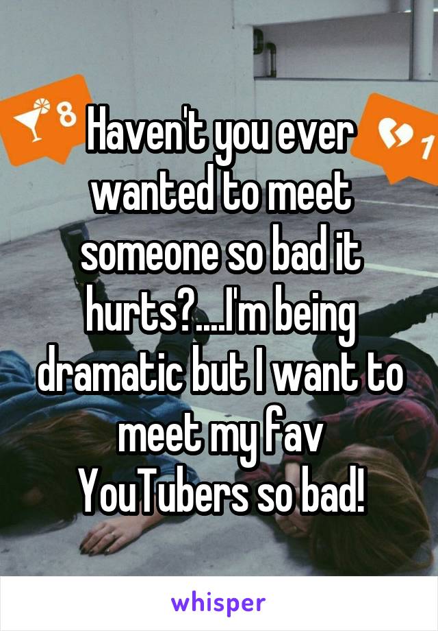 Haven't you ever wanted to meet someone so bad it hurts?....I'm being dramatic but I want to meet my fav YouTubers so bad!