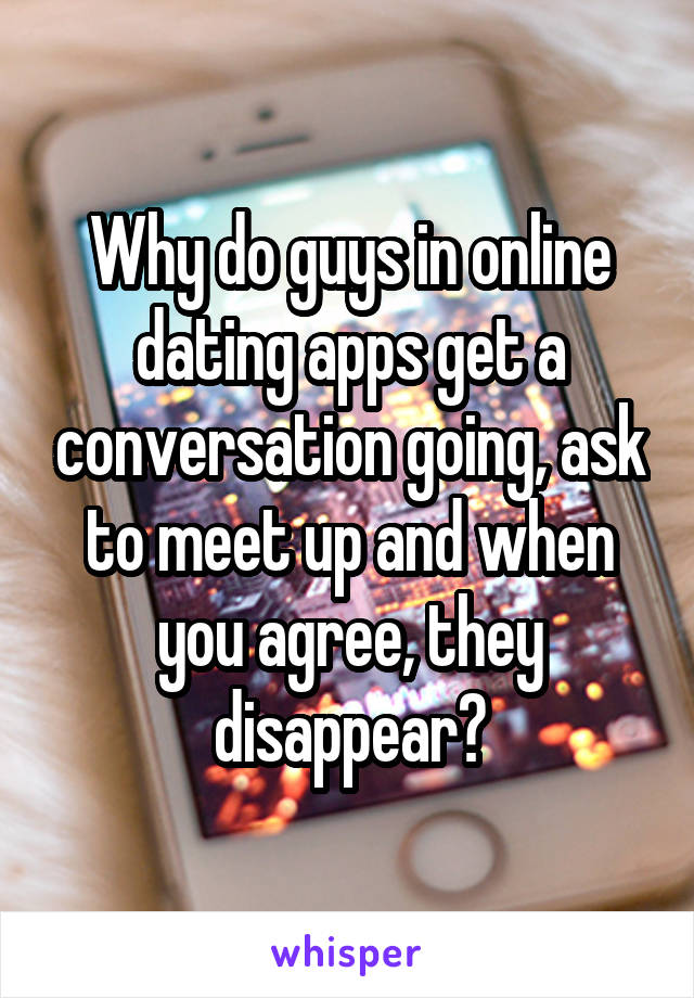 Why do guys in online dating apps get a conversation going, ask to meet up and when you agree, they disappear?