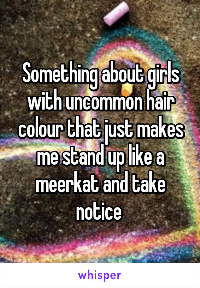 Something about girls with uncommon hair colour that just makes me stand up like a meerkat and take notice 