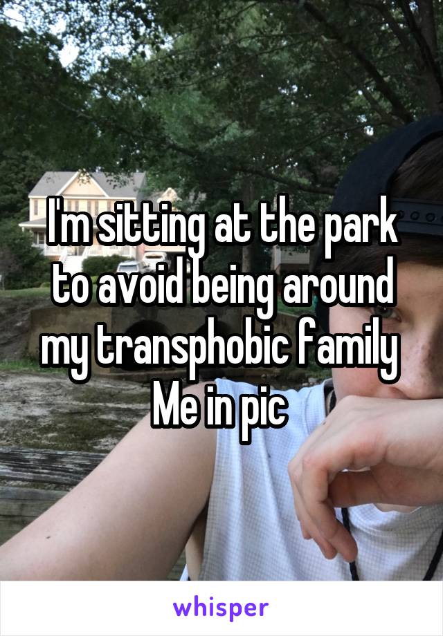 I'm sitting at the park to avoid being around my transphobic family 
Me in pic 
