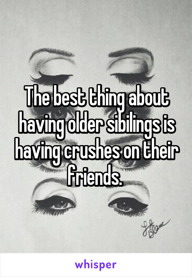 The best thing about having older sibilings is having crushes on their friends. 