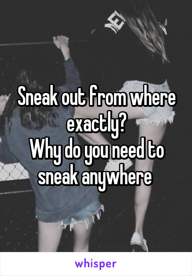 Sneak out from where exactly?
Why do you need to sneak anywhere 