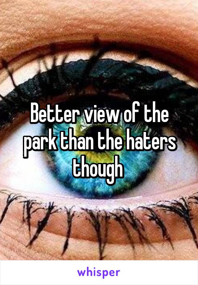 Better view of the park than the haters though 