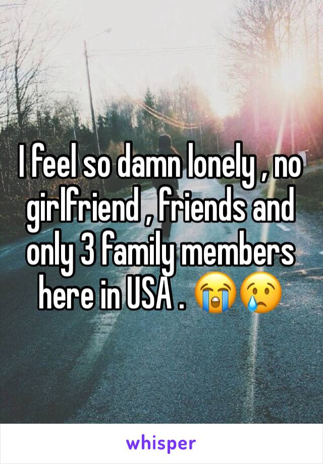 I feel so damn lonely , no girlfriend , friends and only 3 family members here in USA . 😭😢