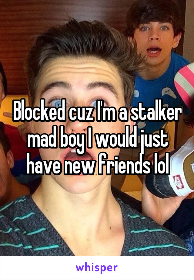 Blocked cuz I'm a stalker mad boy I would just have new friends lol