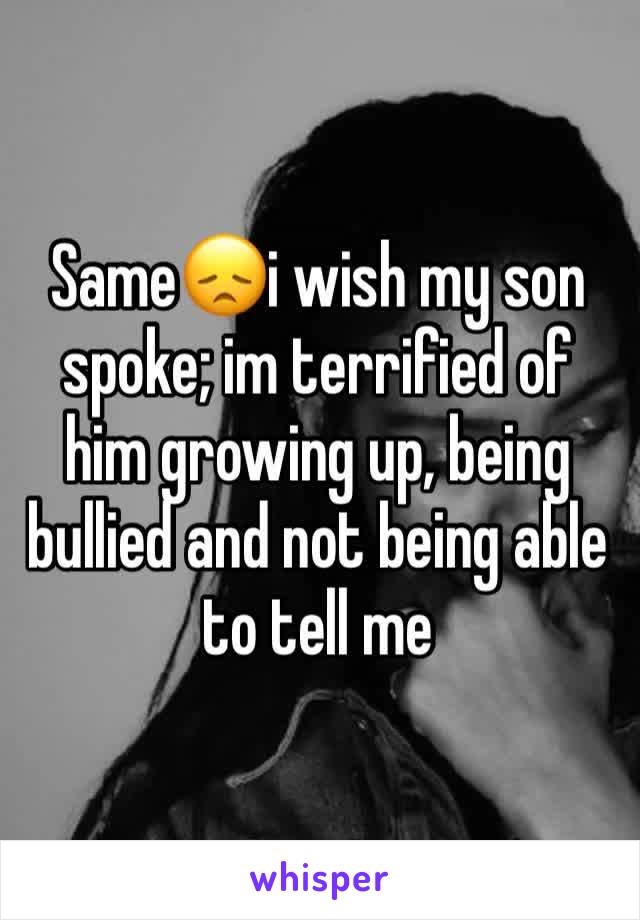 Same😞i wish my son spoke; im terrified of him growing up, being bullied and not being able to tell me