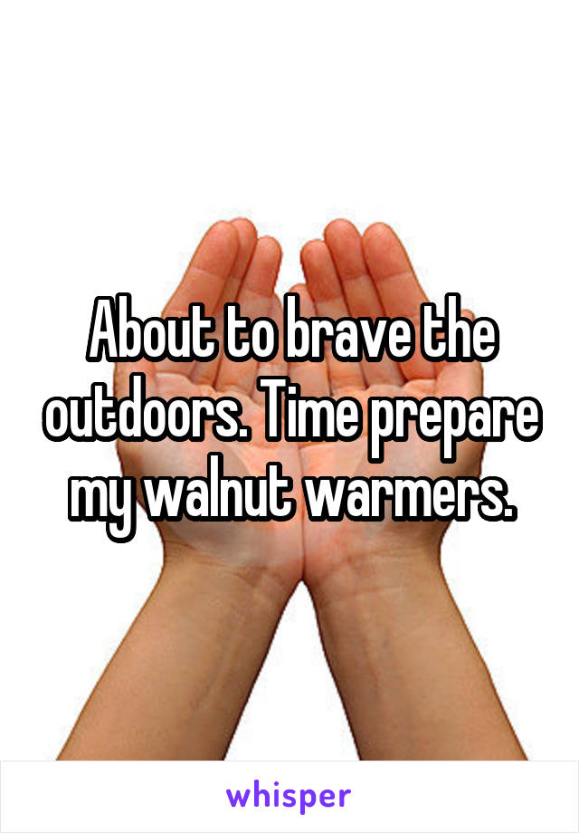 About to brave the outdoors. Time prepare my walnut warmers.