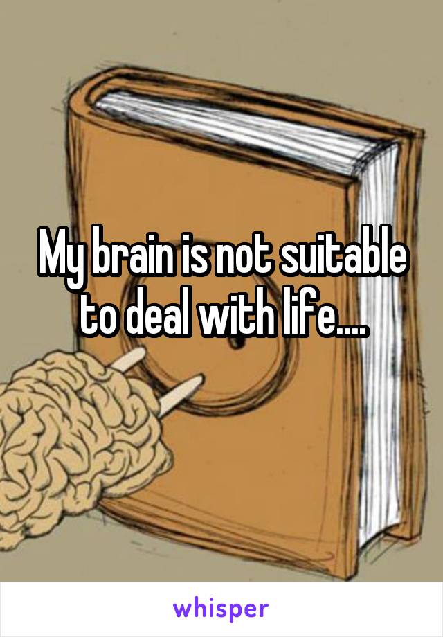 My brain is not suitable to deal with life....
