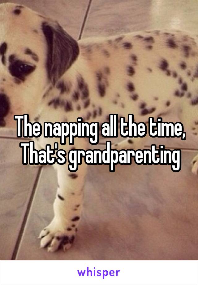 The napping all the time, That's grandparenting