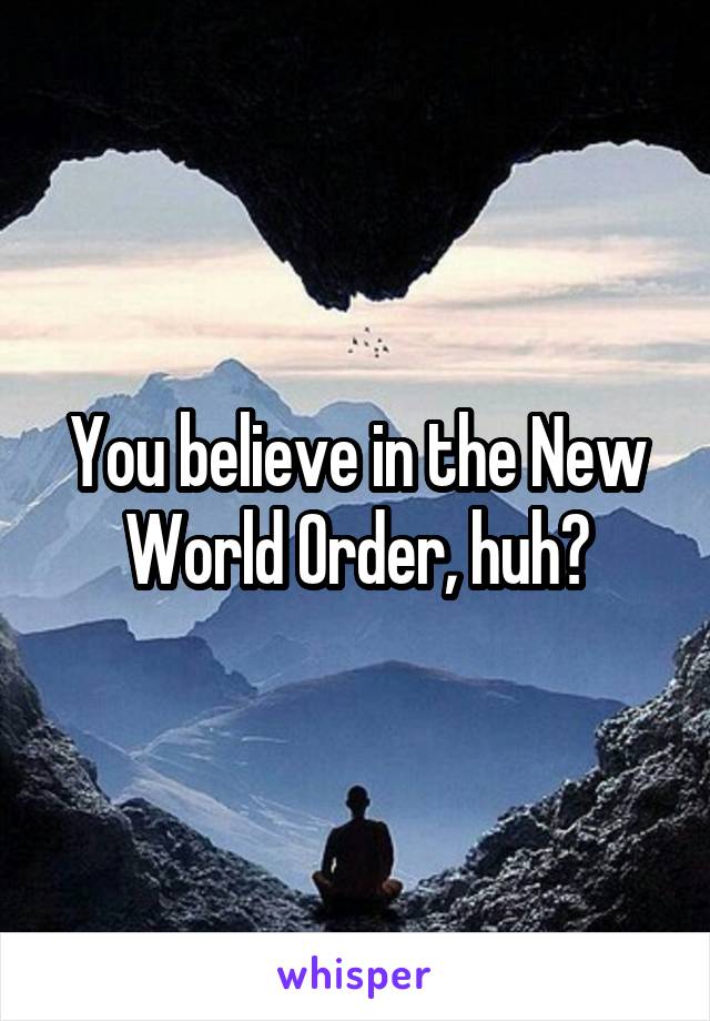 You believe in the New World Order, huh?