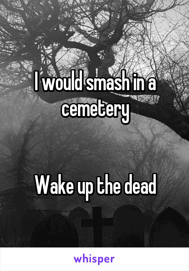I would smash in a cemetery


Wake up the dead