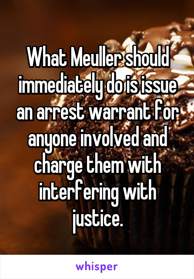 What Meuller should immediately do is issue an arrest warrant for anyone involved and charge them with interfering with justice.