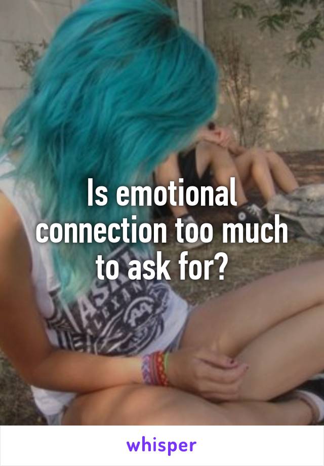Is emotional connection too much to ask for?