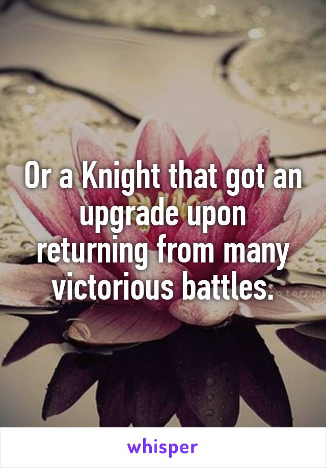 Or a Knight that got an upgrade upon returning from many victorious battles.