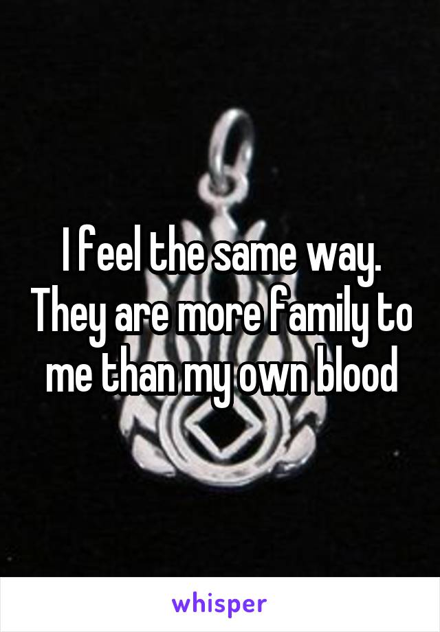 I feel the same way. They are more family to me than my own blood