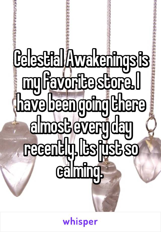 Celestial Awakenings is my favorite store. I have been going there almost every day recently. Its just so calming. 