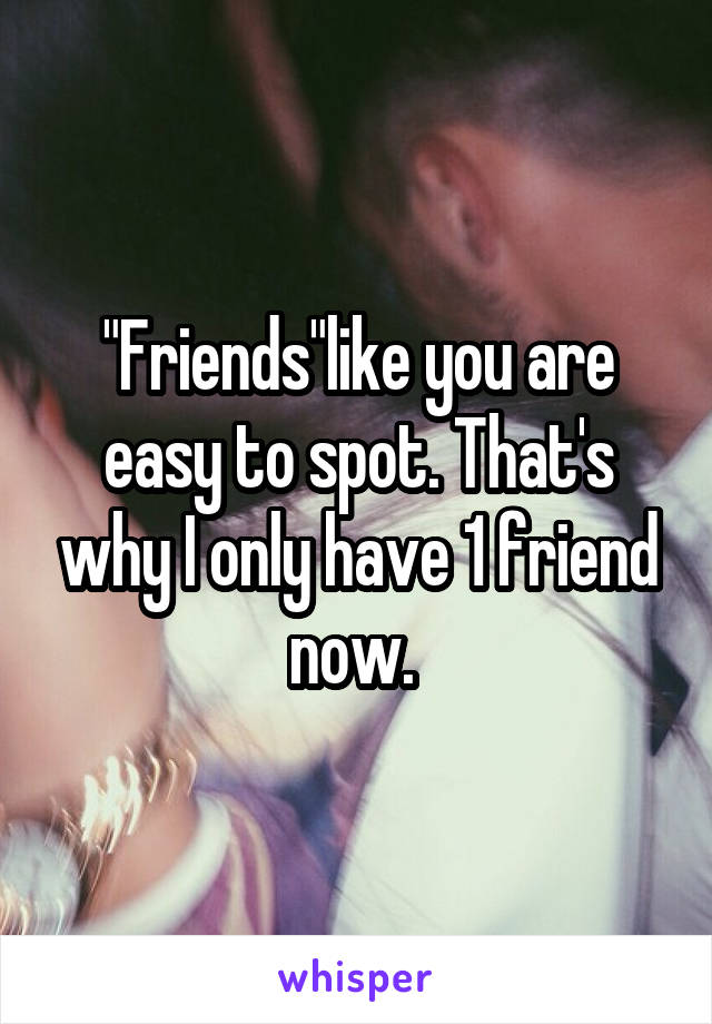 "Friends"like you are easy to spot. That's why I only have 1 friend now. 