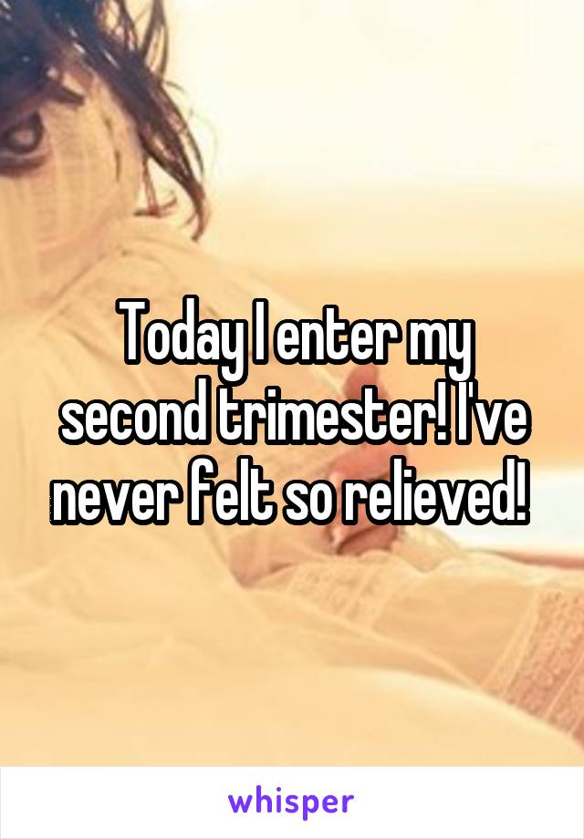 Today I enter my second trimester! I've never felt so relieved! 