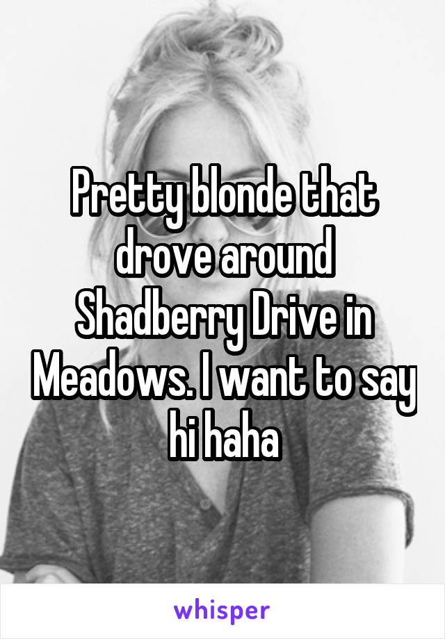Pretty blonde that drove around Shadberry Drive in Meadows. I want to say hi haha