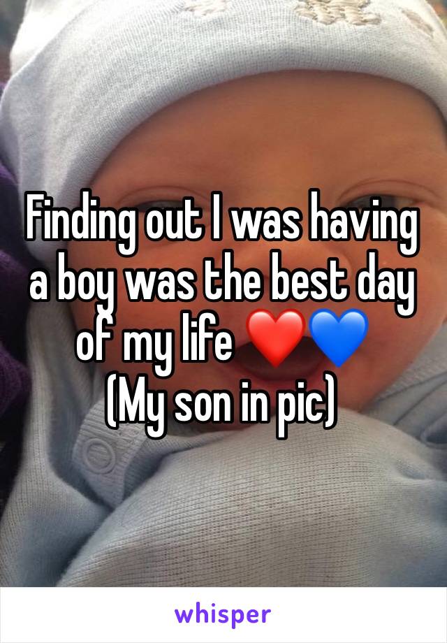 Finding out I was having a boy was the best day of my life ❤️💙         (My son in pic)