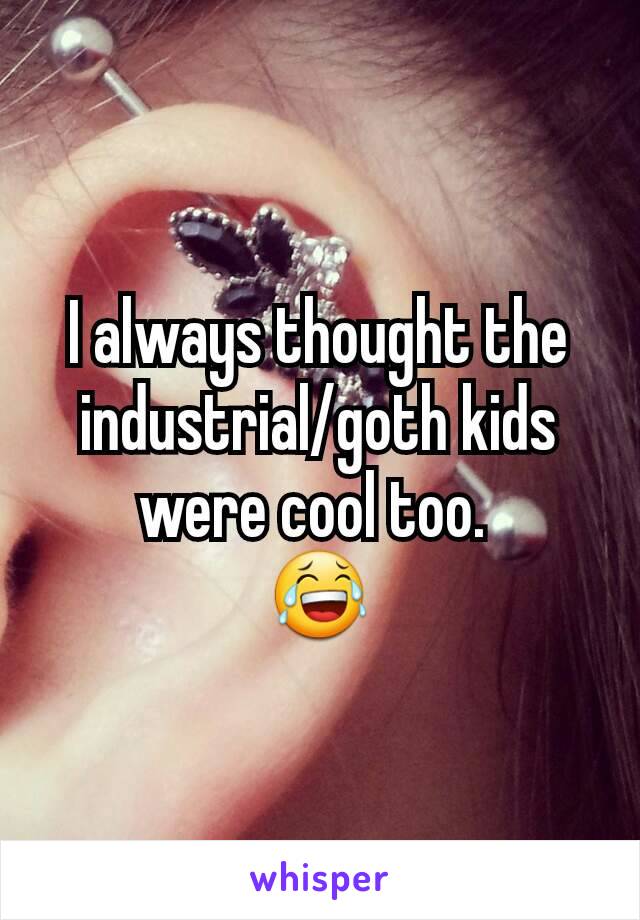 I always thought the industrial/goth kids were cool too. 
😂