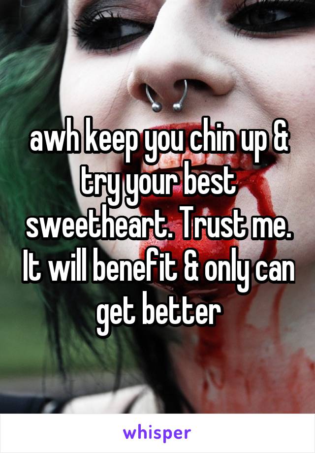 awh keep you chin up & try your best sweetheart. Trust me. It will benefit & only can get better