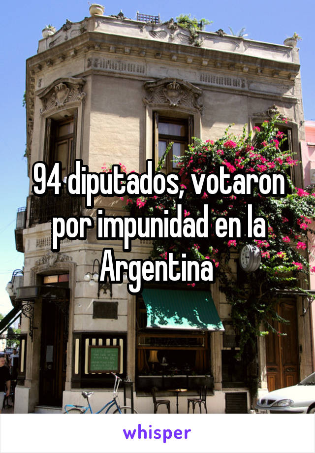 94 diputados, votaron por impunidad en la Argentina 